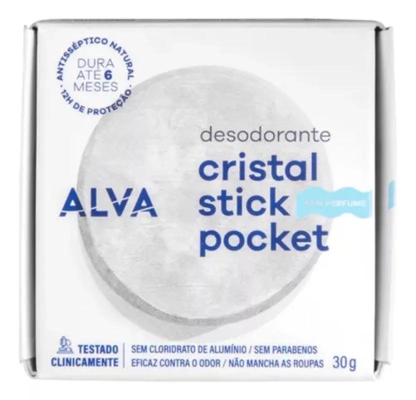 DESODORANTE CRISTAL STICK NATURAL POCKET 30G VEGANO ALVA