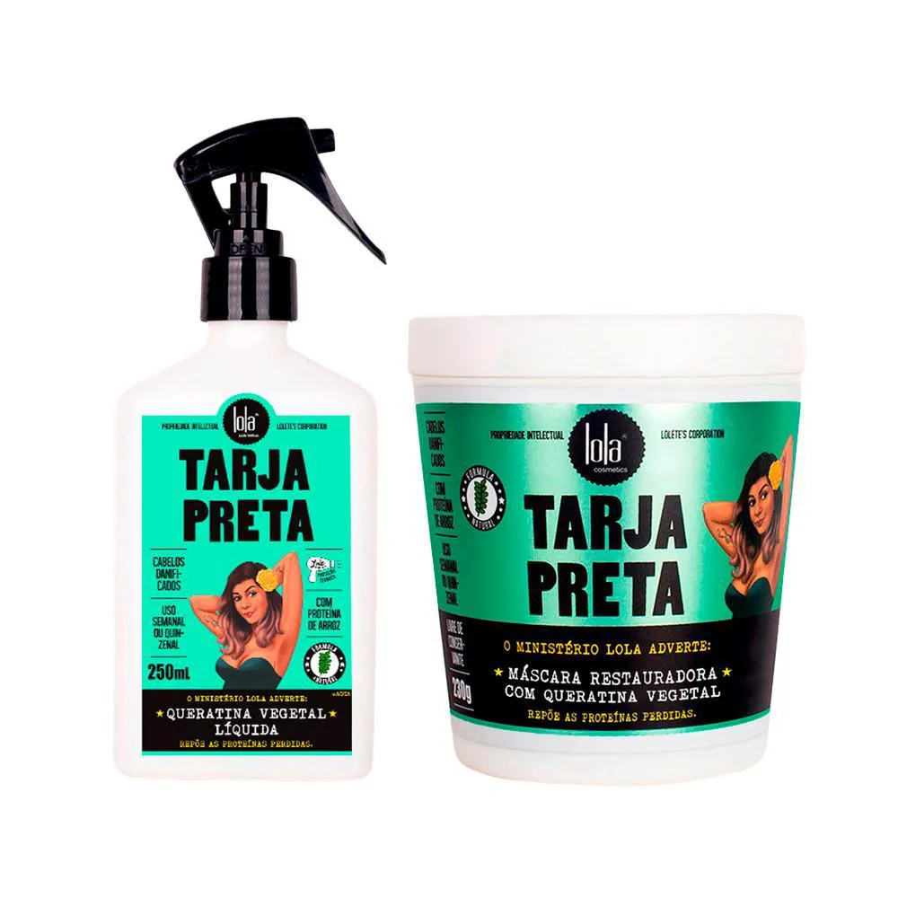 KIT LOLA FROM RIO TARJA PRETA - MáSCARA DE RECONSTRUçãO 230G + SPRAY DE QUERATINA 250ML