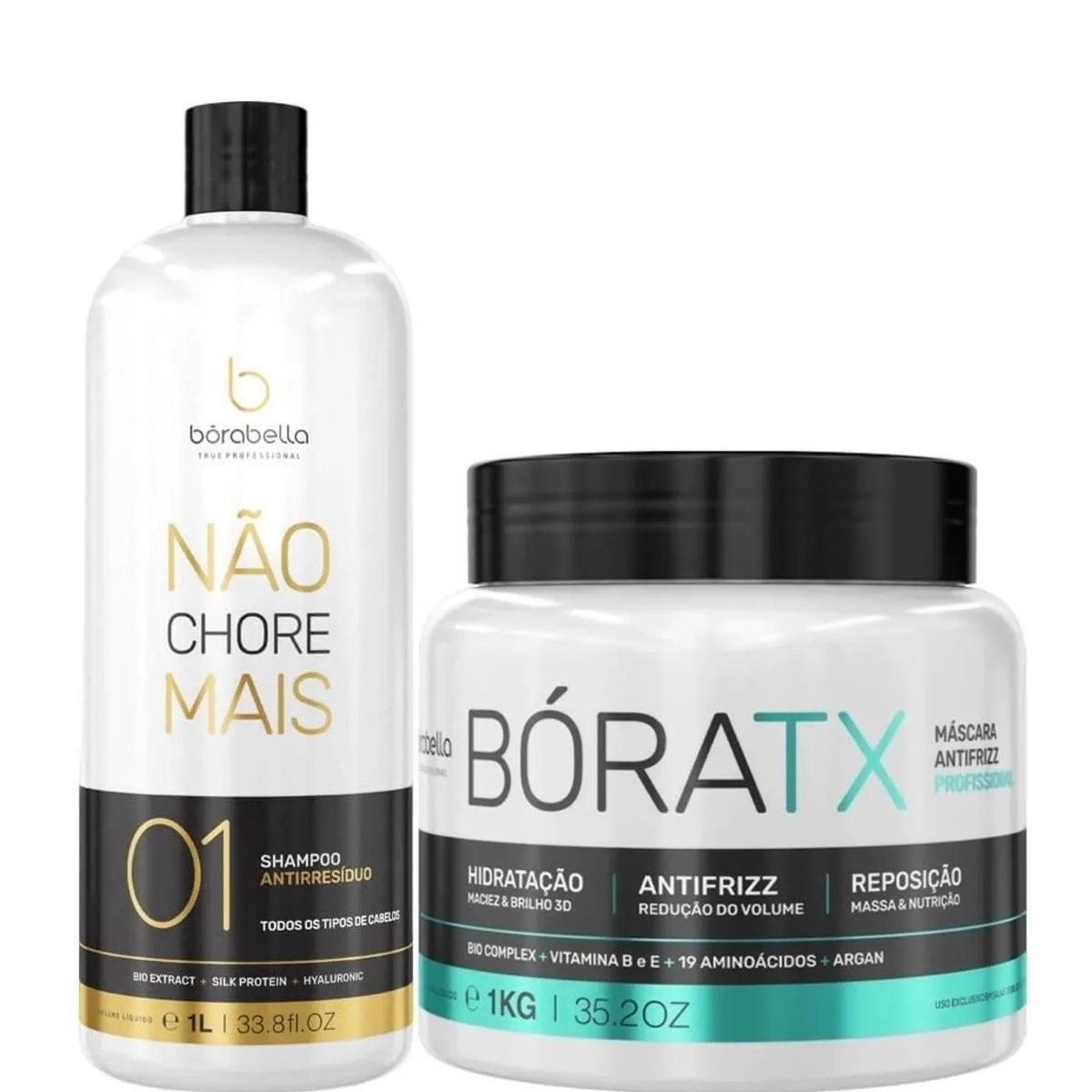 BORABELLA BóRATX REALINHAMENTO 1KG + SHAMPOO LIMPEZA 1L