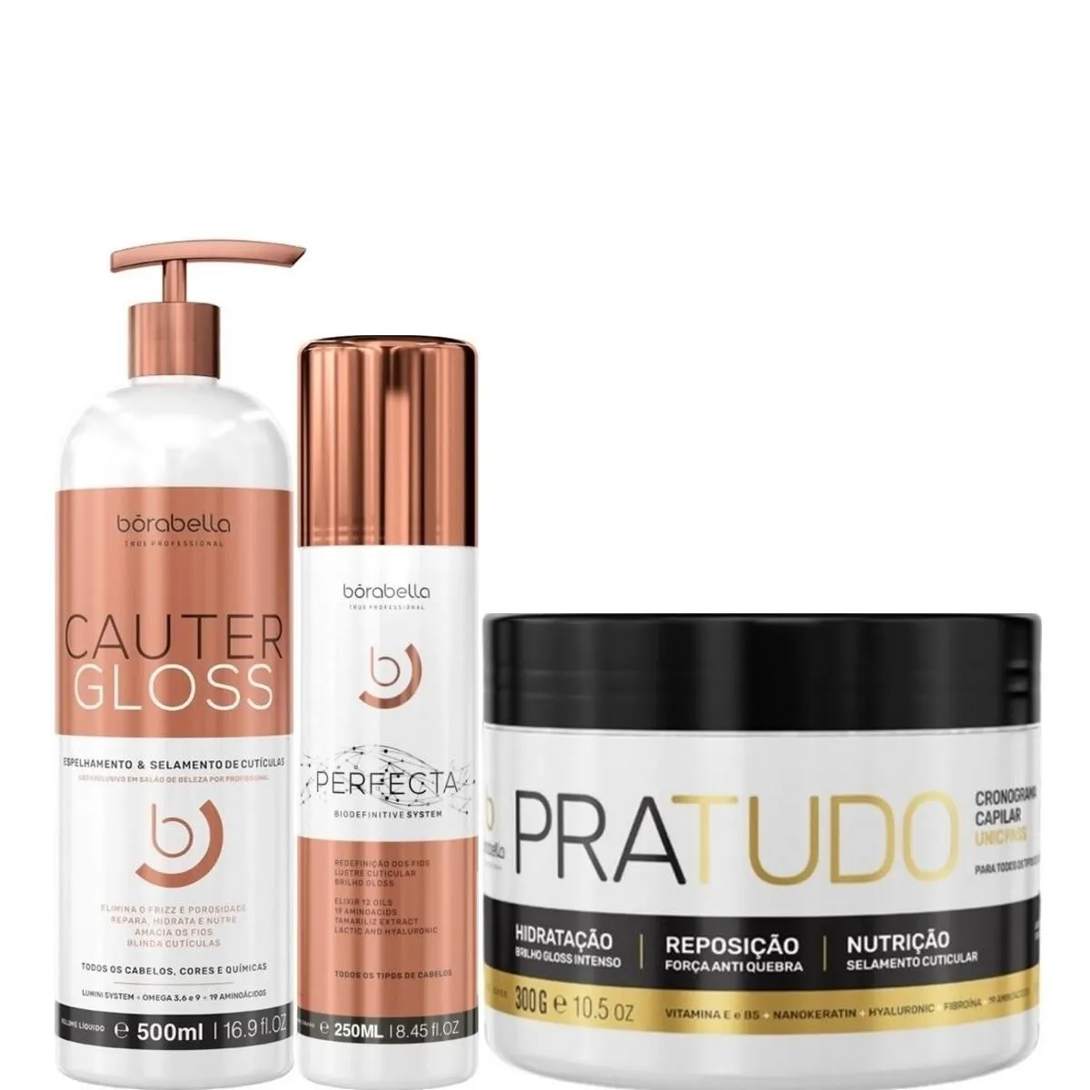 BORABELLA CAUTER GLOSS 500ML + PERFECTA 250ML + PRATUDO 300G