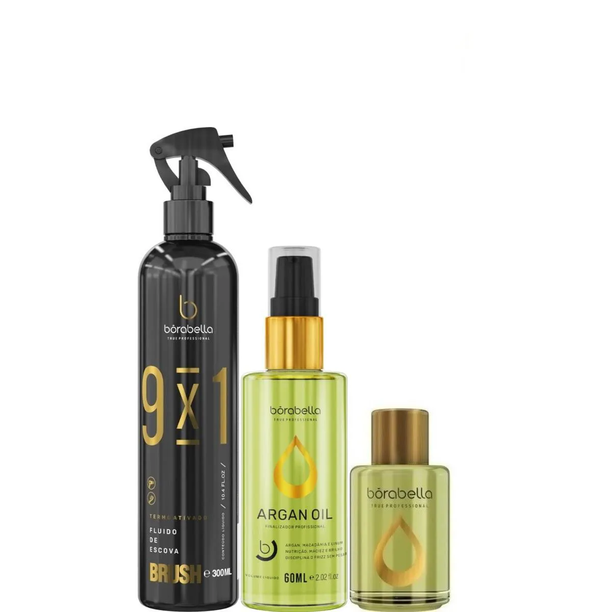 BORABELLA FLUIDO BRUSH 300ML + ÓLEO ARGAN 60ML + ARGAN 7ML