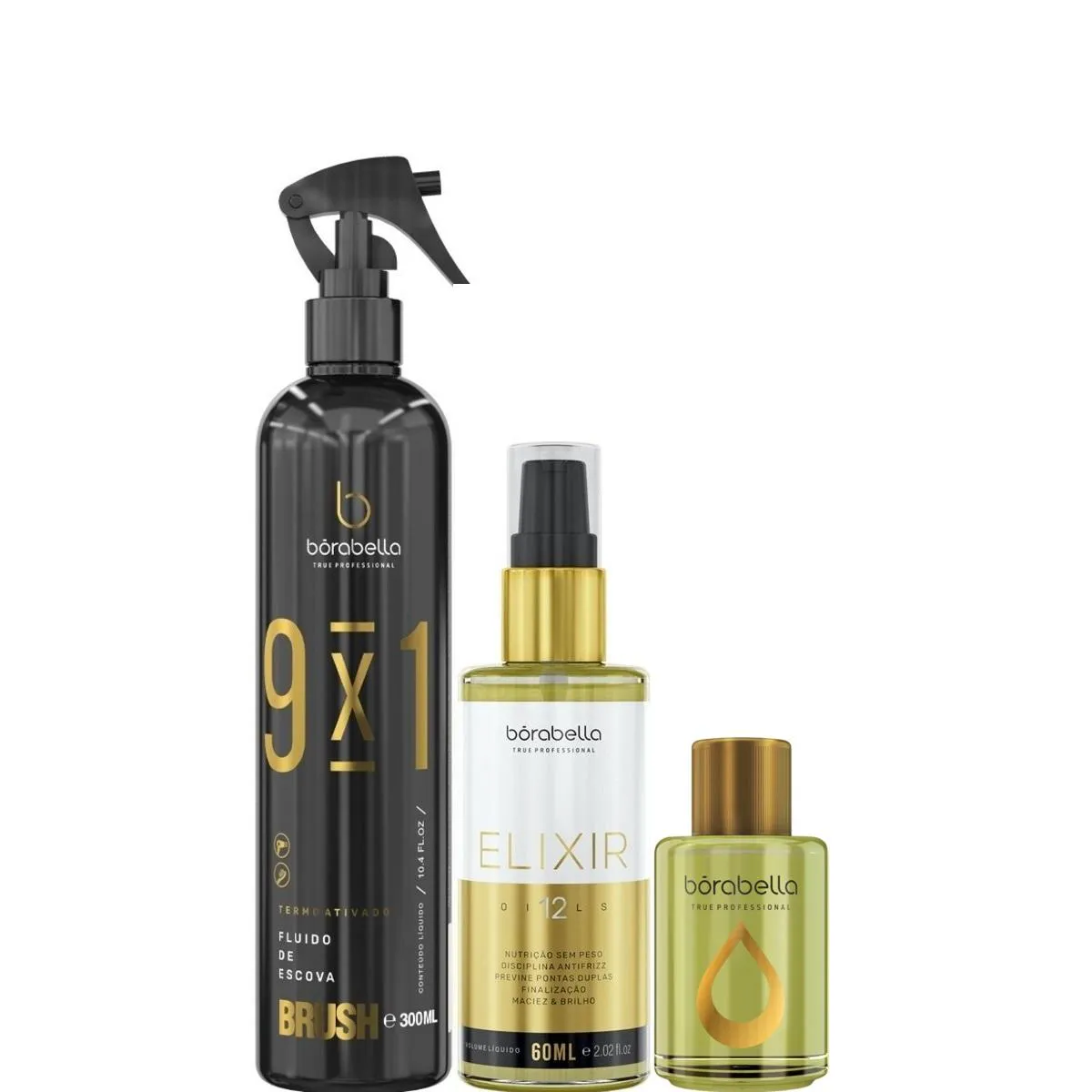 BORABELLA FLUIDO BRUSH 300ML + ELIXIR 60ML + ÓLEO ARGAN 7ML