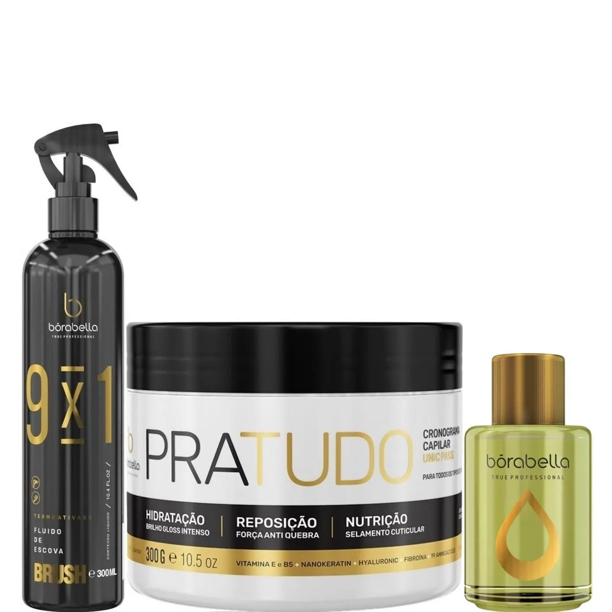 BORABELLA FLUIDO BRUSH 300ML + PRATUDO 300G + ARGAN 7ML