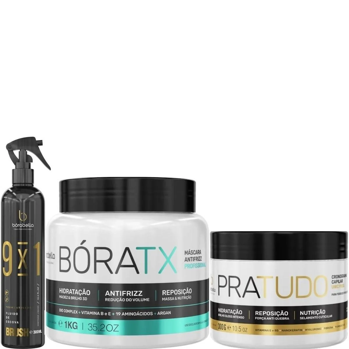 BORABELLA FLUIDO BRUSH 300ML + BóRATX 1KG + PRATUDO 300G
