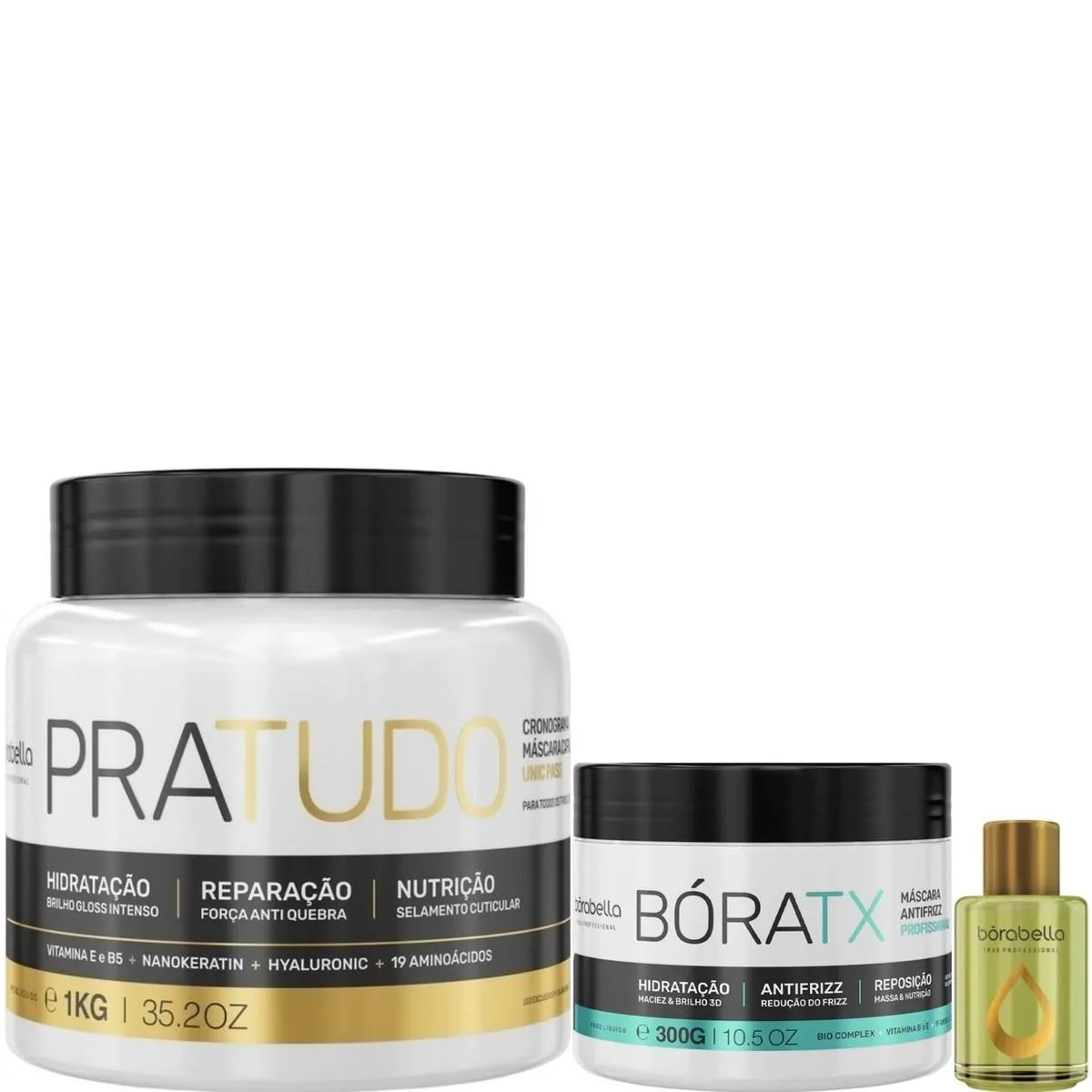 BORABELLA PRATUDO CRONOGRAMA 1KG + BóRATX 300G + ÓLEO ARGAN