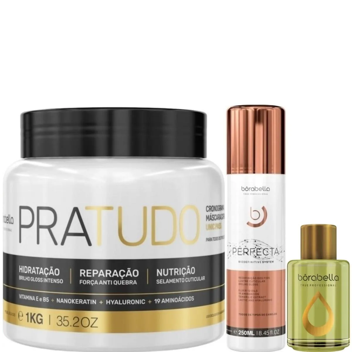 BORABELLA MáSCARA PRATUDO 1KG + PERFECTA 250ML + ARGAN 7ML