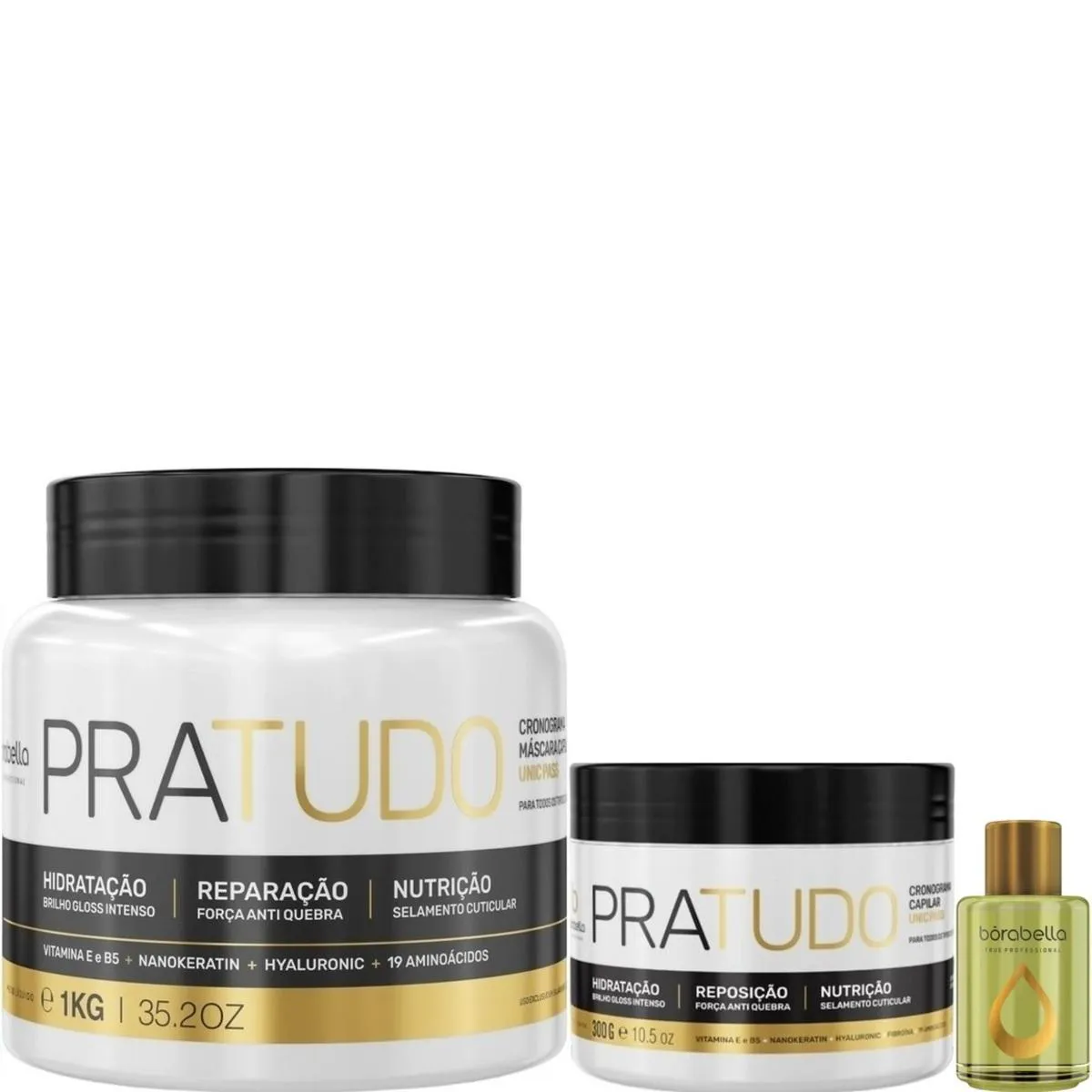 BORABELLA MáSCARA PRATUDO 1KG + PRATUDO 300G + ARGAN 7ML