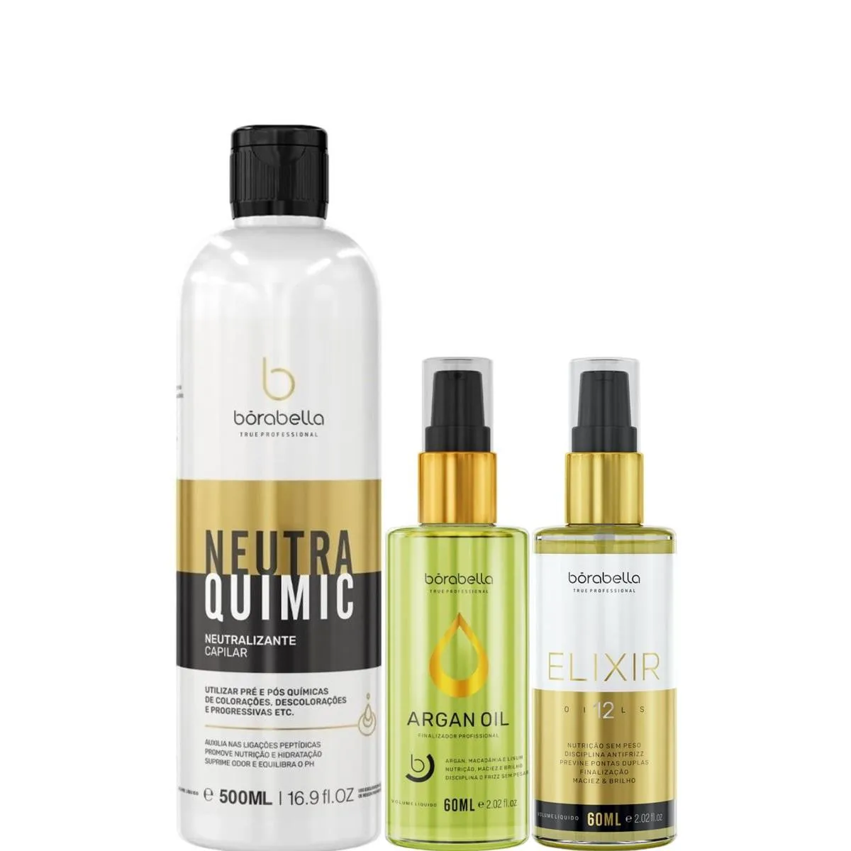 BORABELLA NEUTRAQUIMIC 500ML + ÓLEO ARGAN + ELIXIR 2X60ML