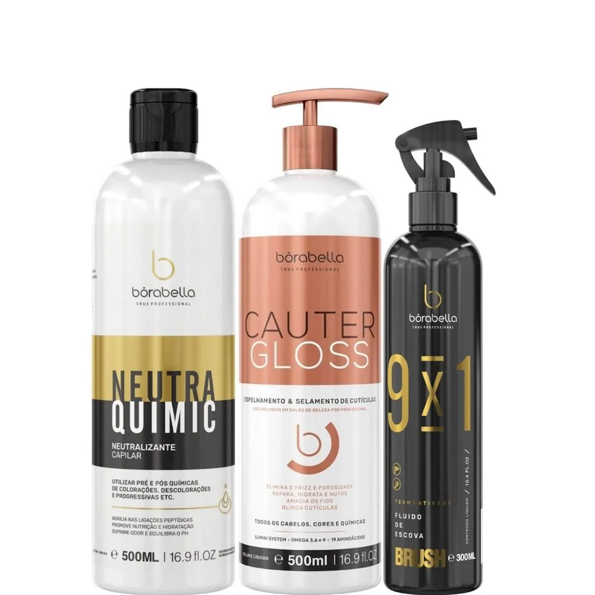 BORABELLA NEUTRAQUIMIC + CAUTER GLOSS 2X500ML + FLUIDO 300ML