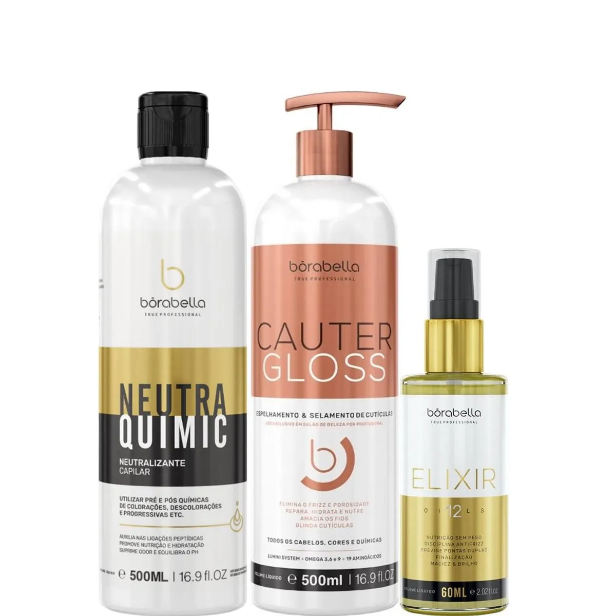 BORABELLA NEUTRAQUIMIC + CAUTER GLOSS 2X500ML + ELIXIR 60ML