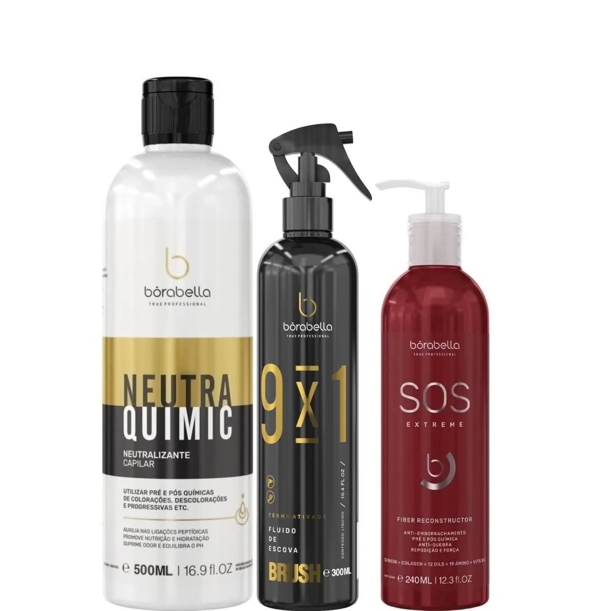 BORABELLA NEUTRAQUIMIC 500ML + FLUIDO BRUSH 300ML + SOS