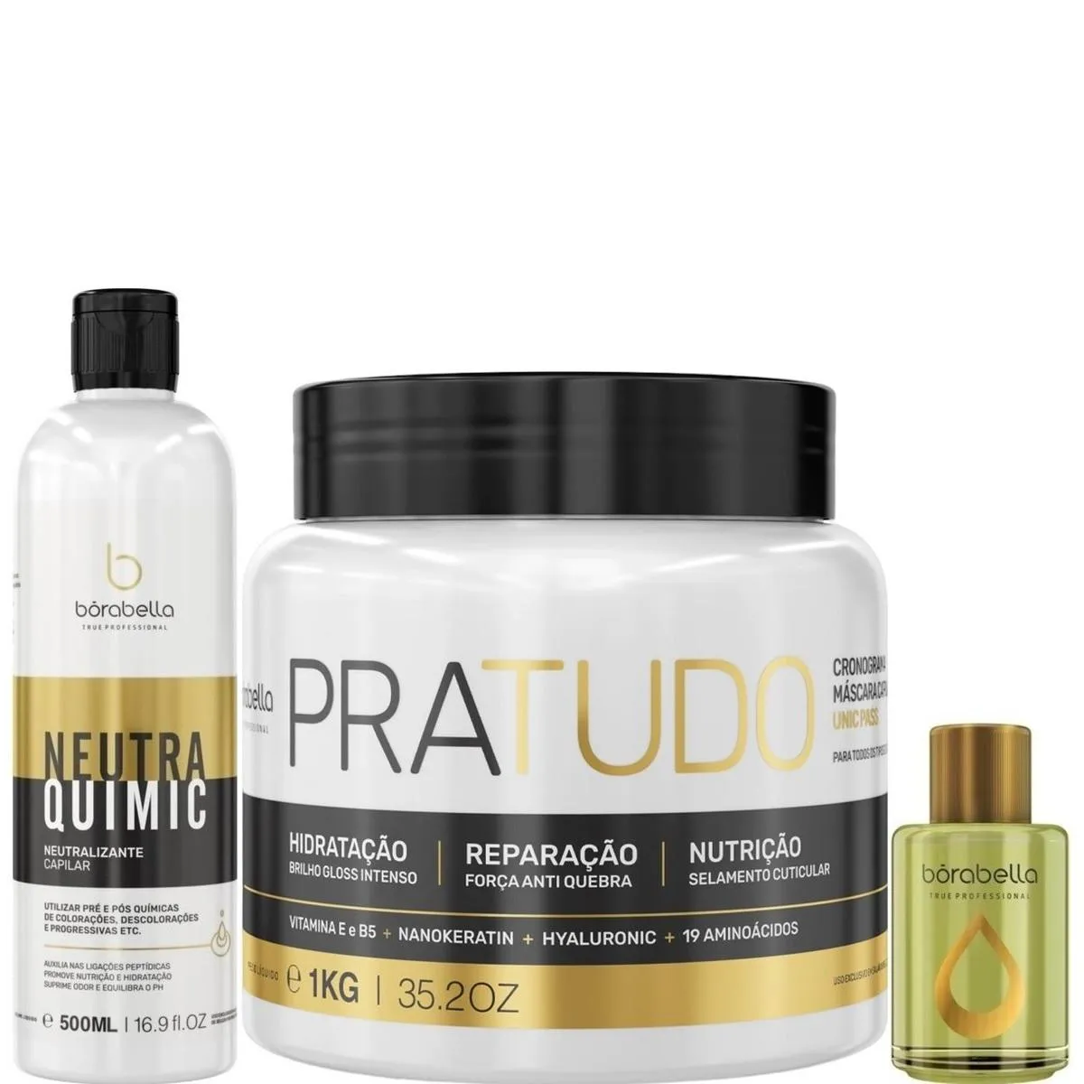 BORABELLA NEUTRAQUIMIC 500ML + PRATUDO 1KG + ÓLEO ARGAN 7ML