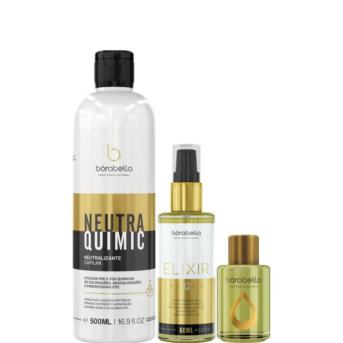 BORABELLA NEUTRAQUIMIC 500ML + ELIXIR 60ML + ÓLEO ARGAN 7ML
