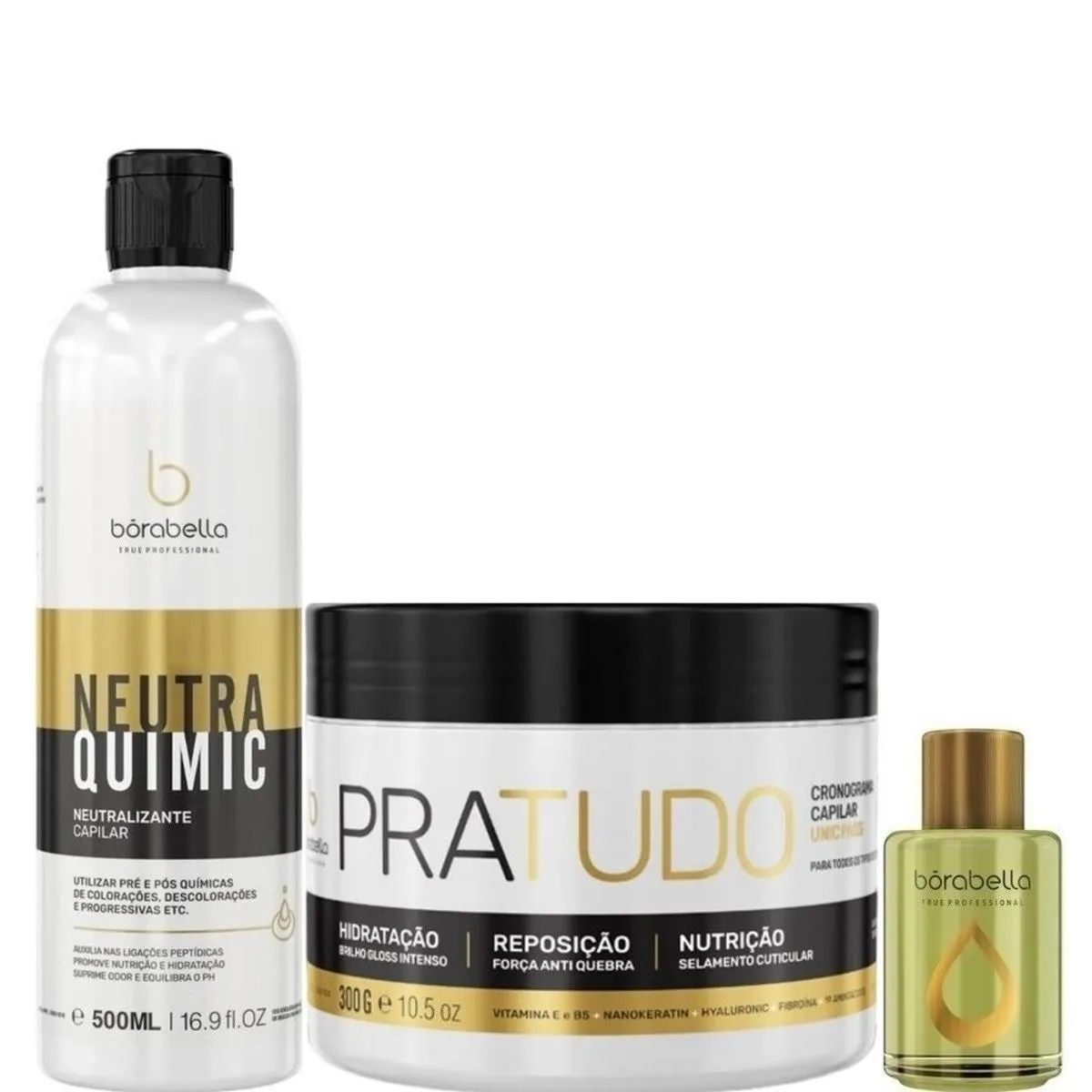 BORABELLA NEUTRAQUIMIC 500ML + PRATUDO 300G + ÓLEO ARGAN 7ML