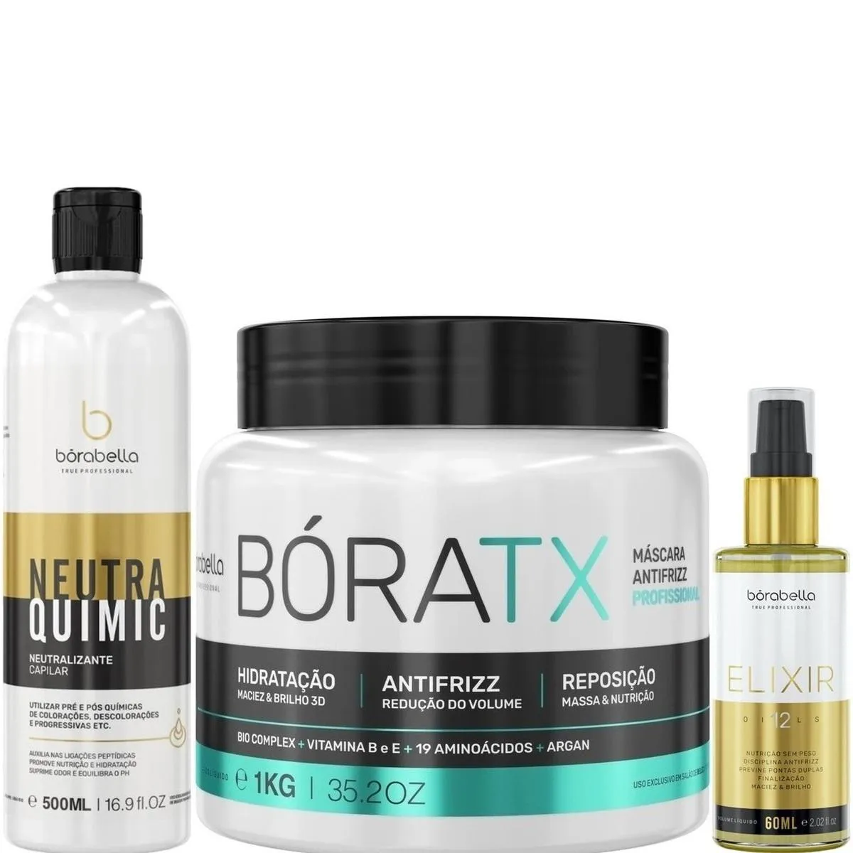 BORABELLA NEUTRAQUIMIC 500ML + BóRATX 1KG + ELIXIR 60ML