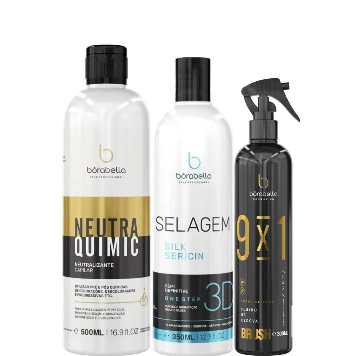 BORABELLA NEUTRAQUIMIC 500ML + SELAGEM 350ML + FLUIDO 300ML