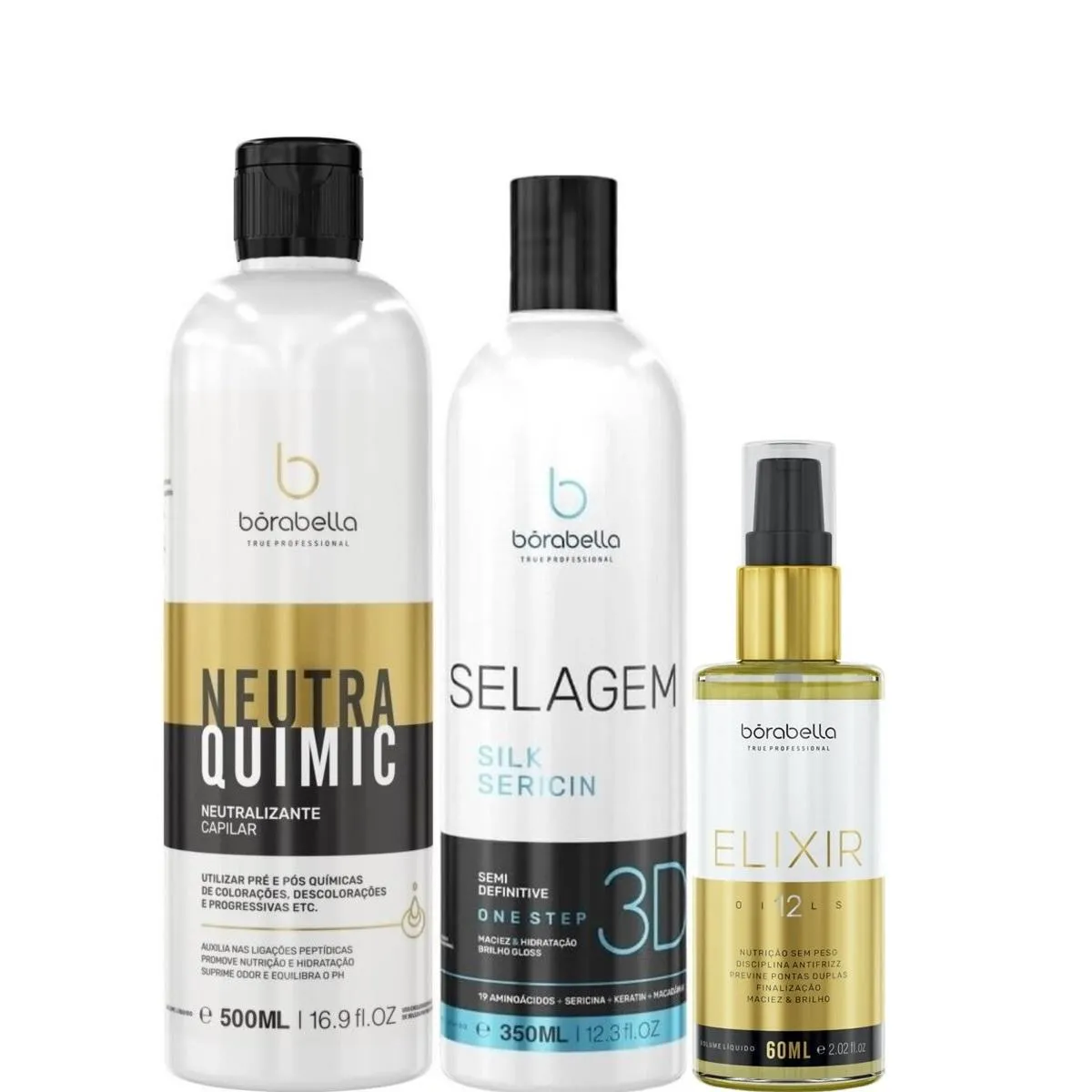 BORABELLA NEUTRAQUIMIC 500ML + SELAGEM 350ML + ELIXIR 60ML