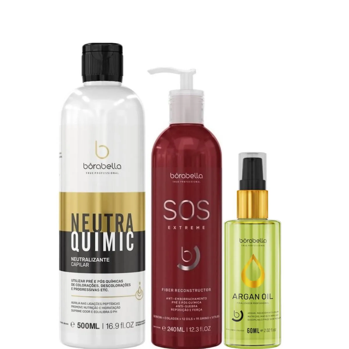 BORABELLA NEUTRAQUIMIC 500ML + SOS 240ML + ÓLEO ARGAN 60ML