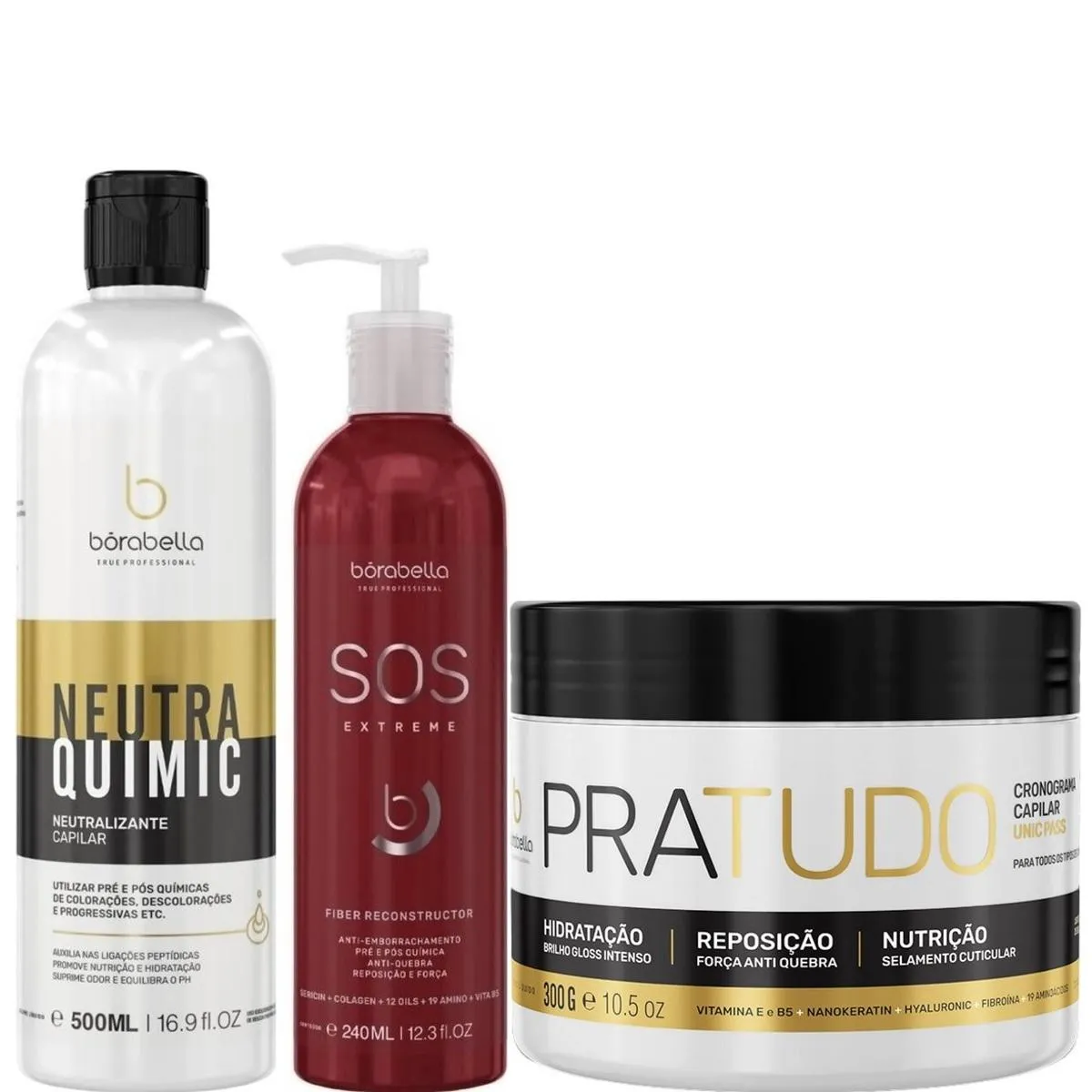 BORABELLA NEUTRAQUIMIC 500ML + MáSCARA PRATUDO 300G + SOS