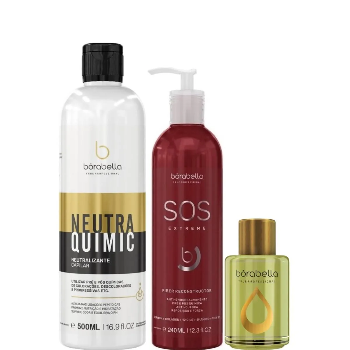 BORABELLA NEUTRAQUIMIC 500ML + SOS 240ML + ÓLEO DE ARGAN 7ML