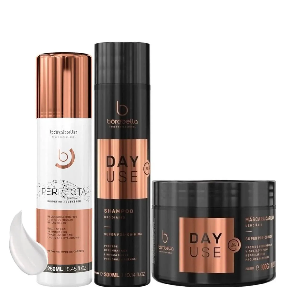 BORABELLA PERFECTA 250ML + DAY USE SHAMPOO + MáSCARA 2X300G