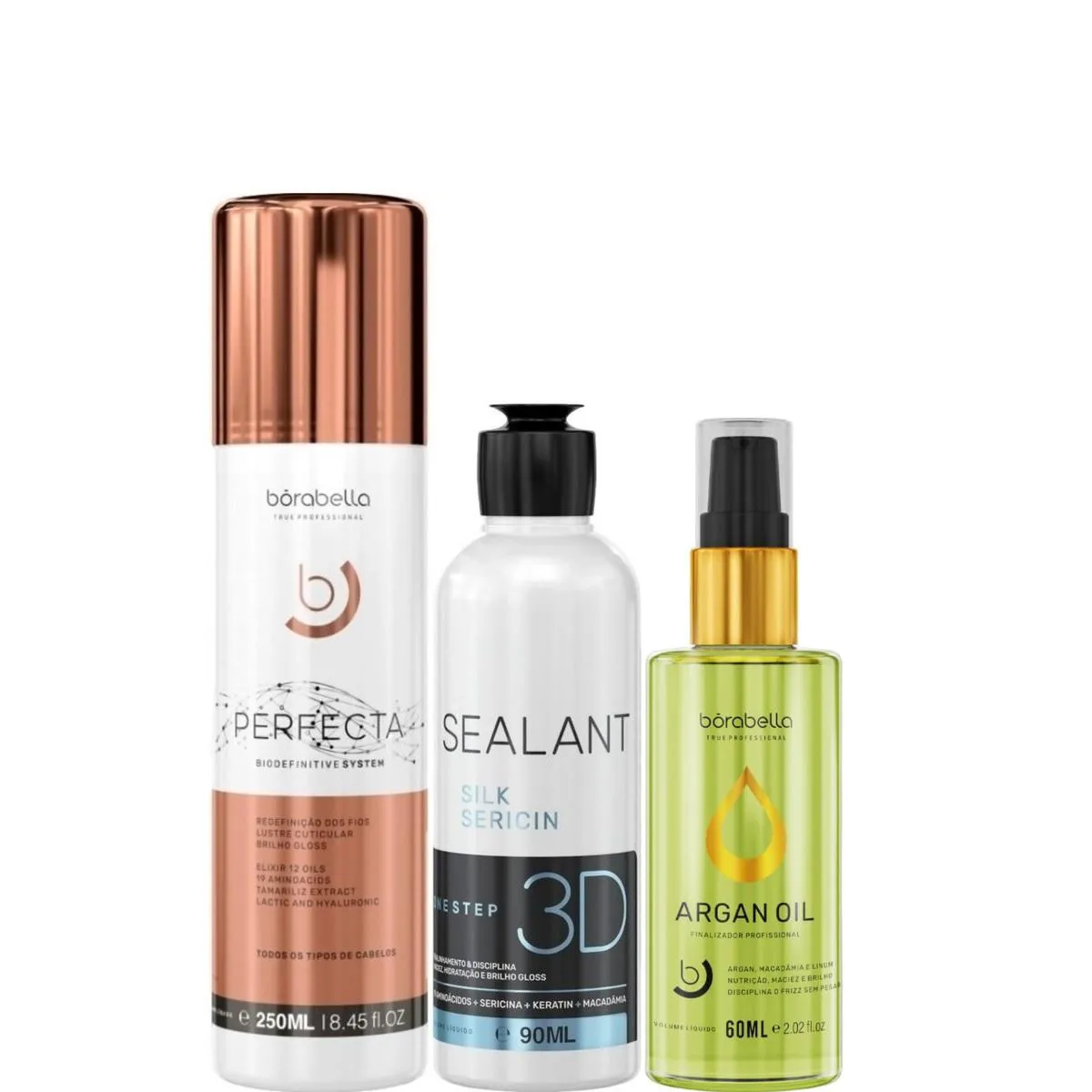 BORABELLA PERFECTA 250ML + SELAGEM 90ML + ÓLEO ARGAN 60ML