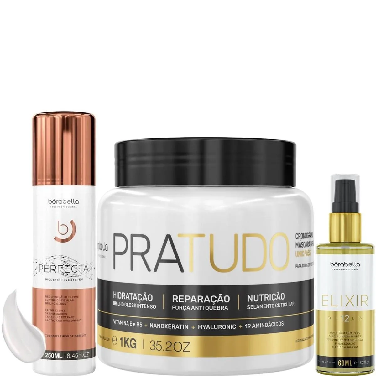 BORABELLA PERFECTA 250ML + MáSCARA PRATUDO 1KG + ELIXIR 60ML
