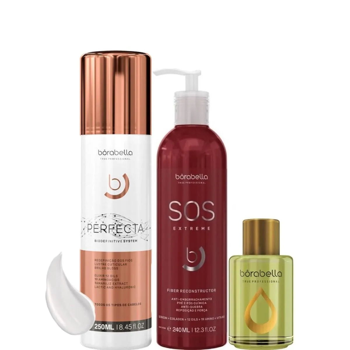 BORABELLA PERFECTA 250ML + SOS 240ML + ÓLEO DE ARGAN 7ML