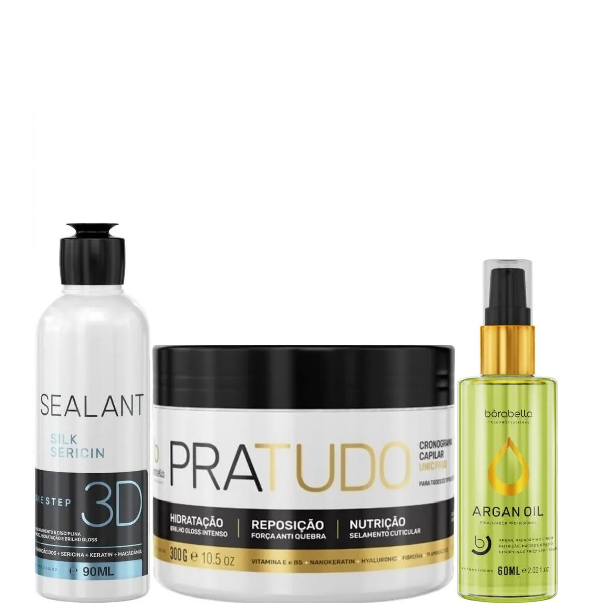 BORABELLA SELAGEM 90ML + PRATUDO 300G + ÓLEO DE ARGAN 60ML