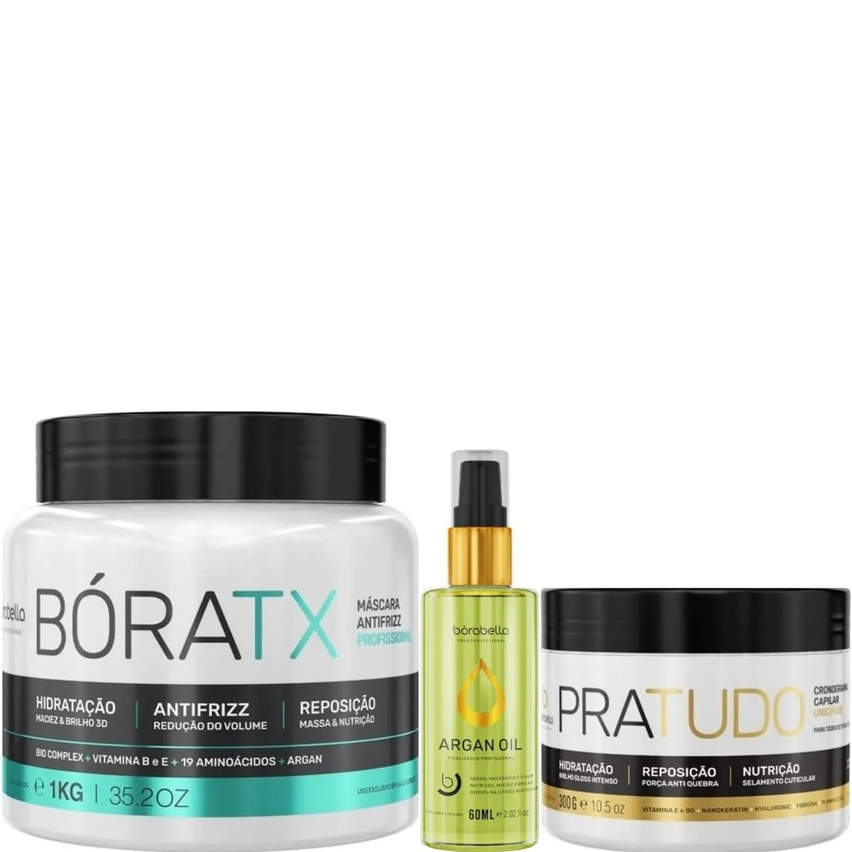 BORABELLA BóRATX 1KG + ÓLEO ARGAN 60ML + PRATUDO 300G