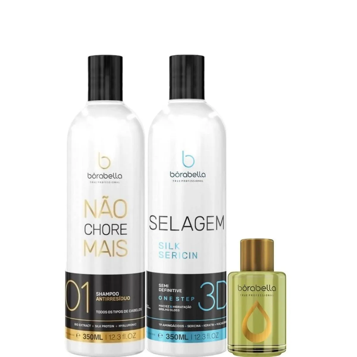 BORABELLA SELAGEM 3D + SHAMPOO LIMPEZA 2X350ML + ARGAN 7ML