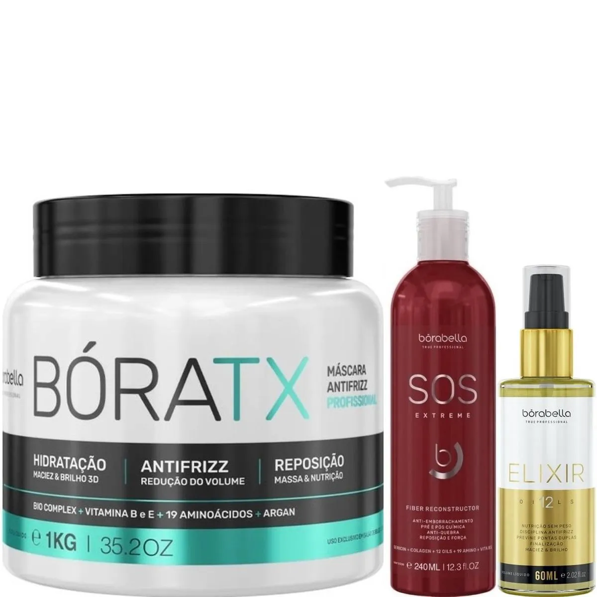 BORABELLA BóRATX 1KG + SOS EXTREME 240ML + ÓLEO ELIXIR 60ML