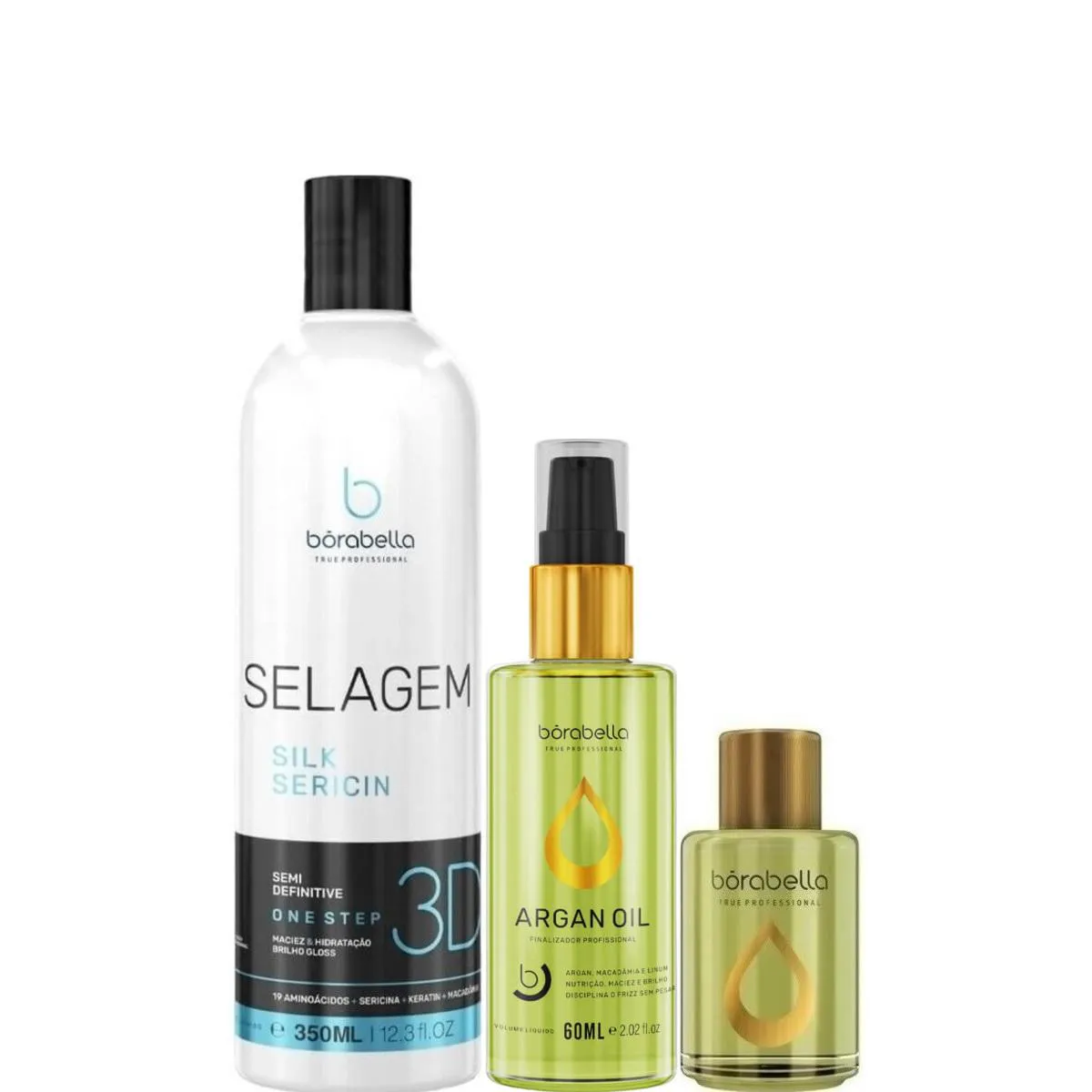 BORABELLA SELAGEM 3D 350ML + ÓLEO DE ARGAN 60ML + ARGAN 7ML