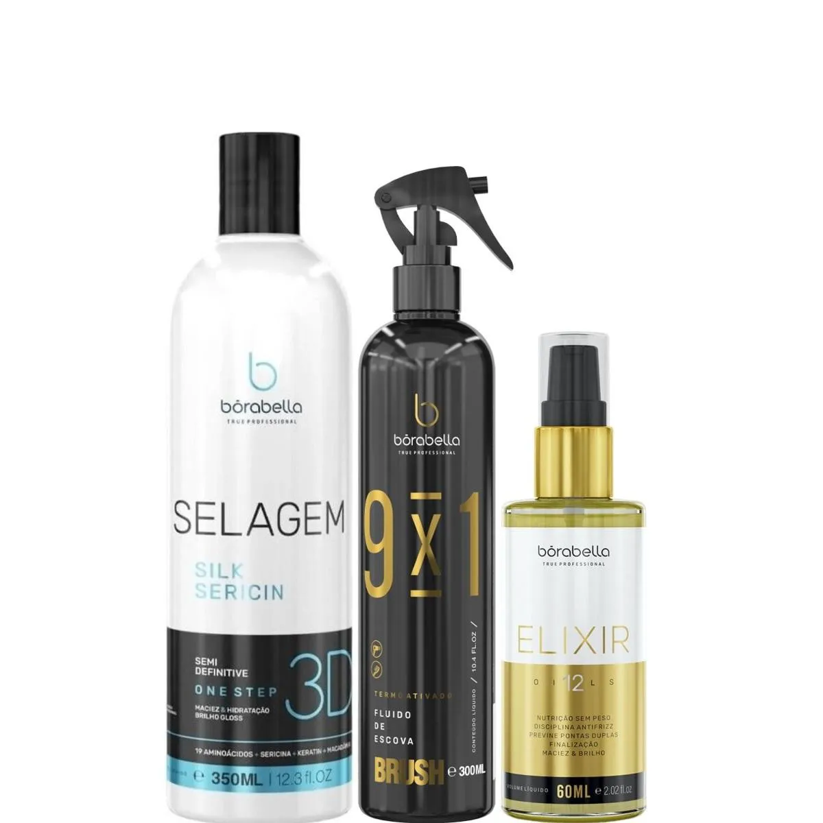 BORABELLA SELAGEM 350ML + FLUIDO BRUSH 300ML + ELIXIR 60ML