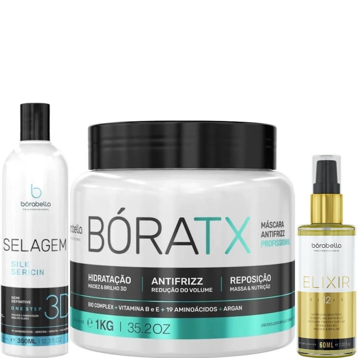 BORABELLA SELAGEM 350ML + MáSCARA BóRATX 1KG + ELIXIR 60ML