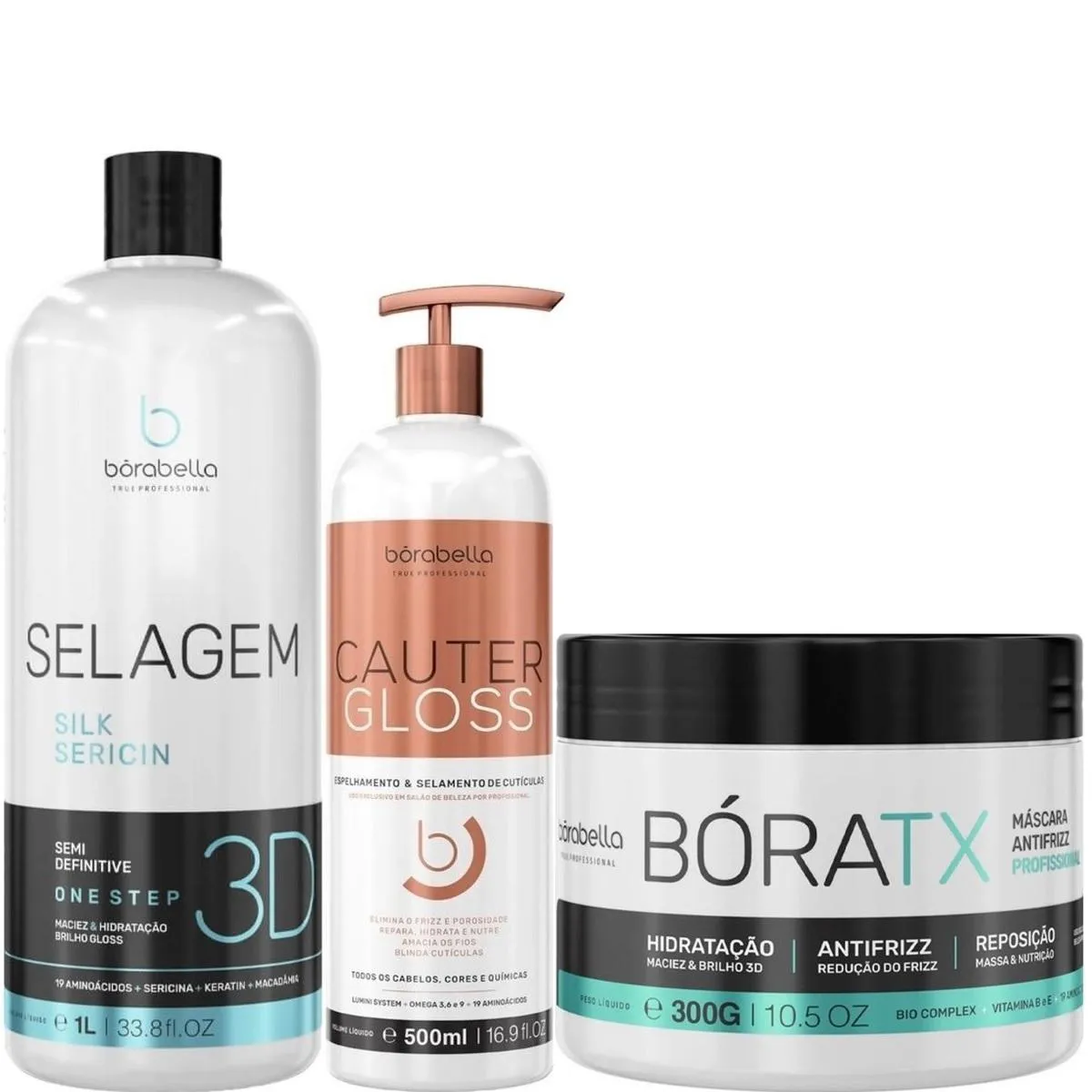 BORABELLA SELAGEM 3D 1L + CAUTER GLOSS 500ML + BóRATX 300G