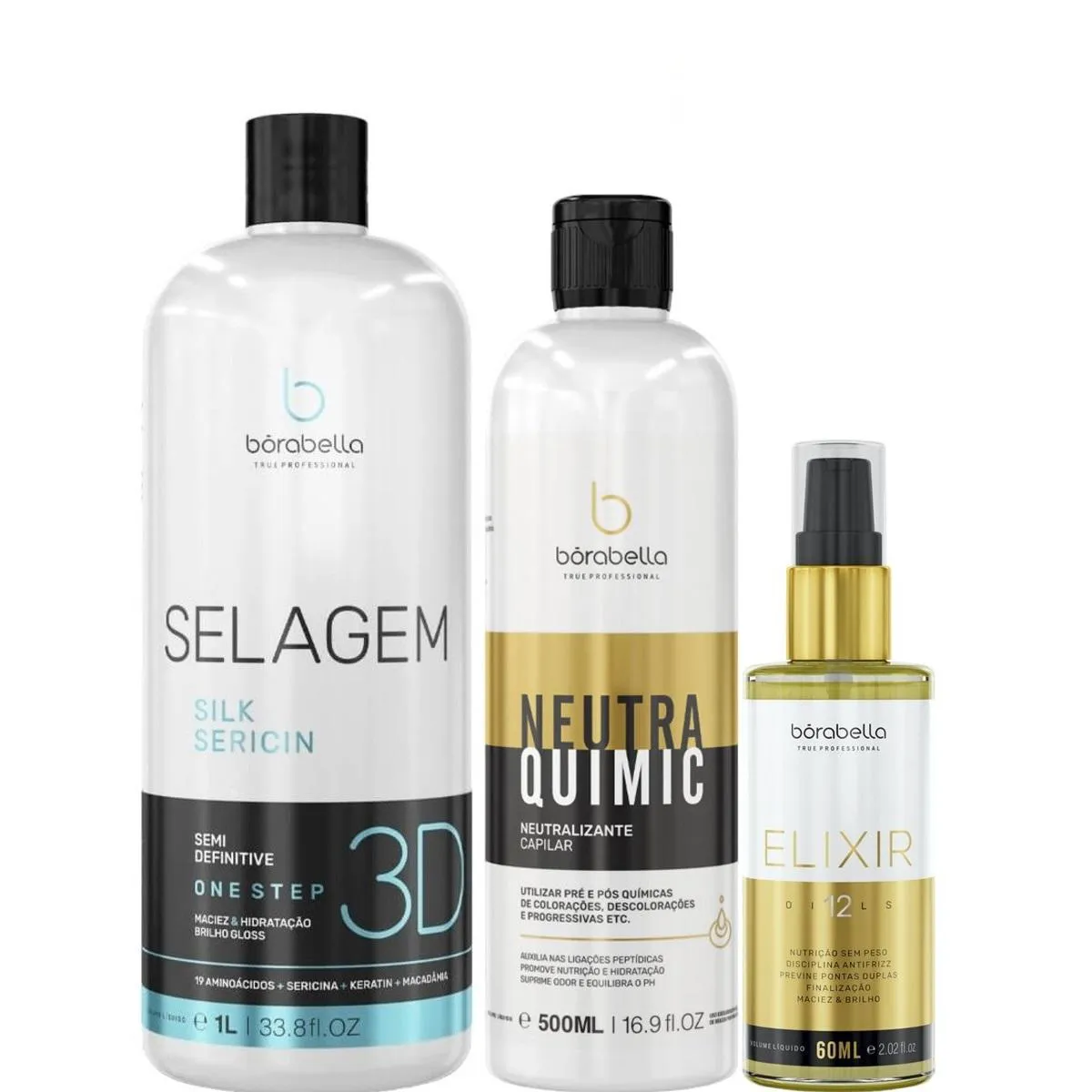 BORABELLA SELAGEM 1LITRO + NEUTRAQUIMIC 500ML + ELIXIR 60ML