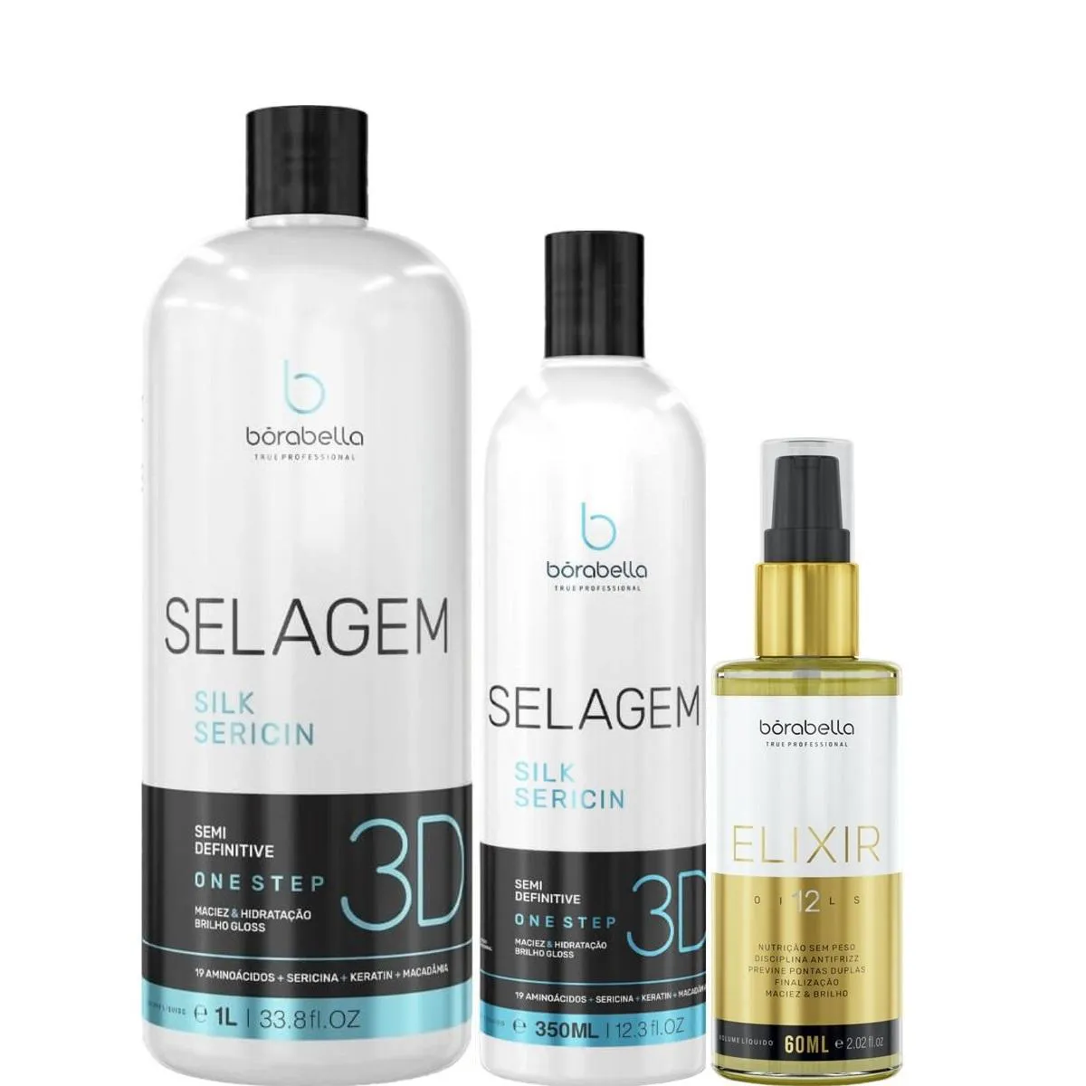 BORABELLA SELAGEM 3D 1 LITRO + SELAGEM 350G + ELIXIR 60ML