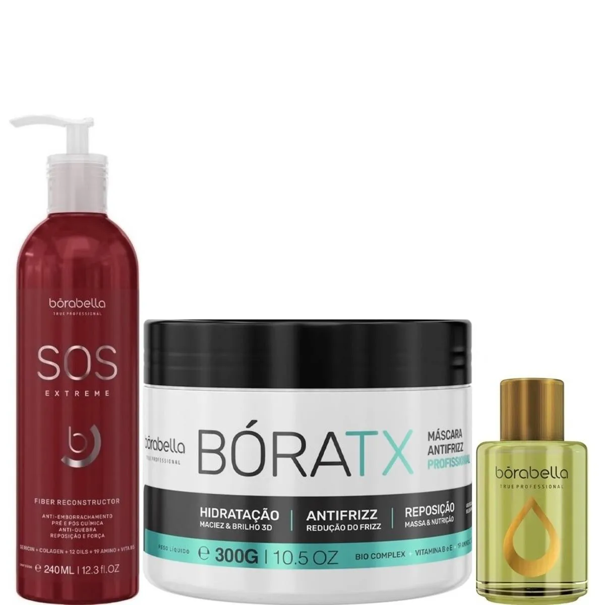 BORABELLA SOS 240ML + MáSCARA BóRATX 300G + ÓLEO ARGAN 7ML