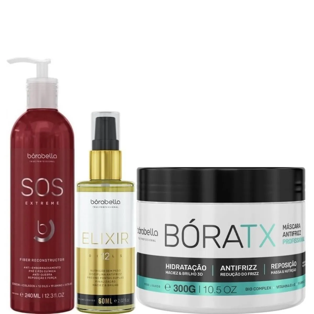 BORABELLA SOS 240ML + ÓLEO ELIXIR 60ML + MáSCARA BóRATX 300G