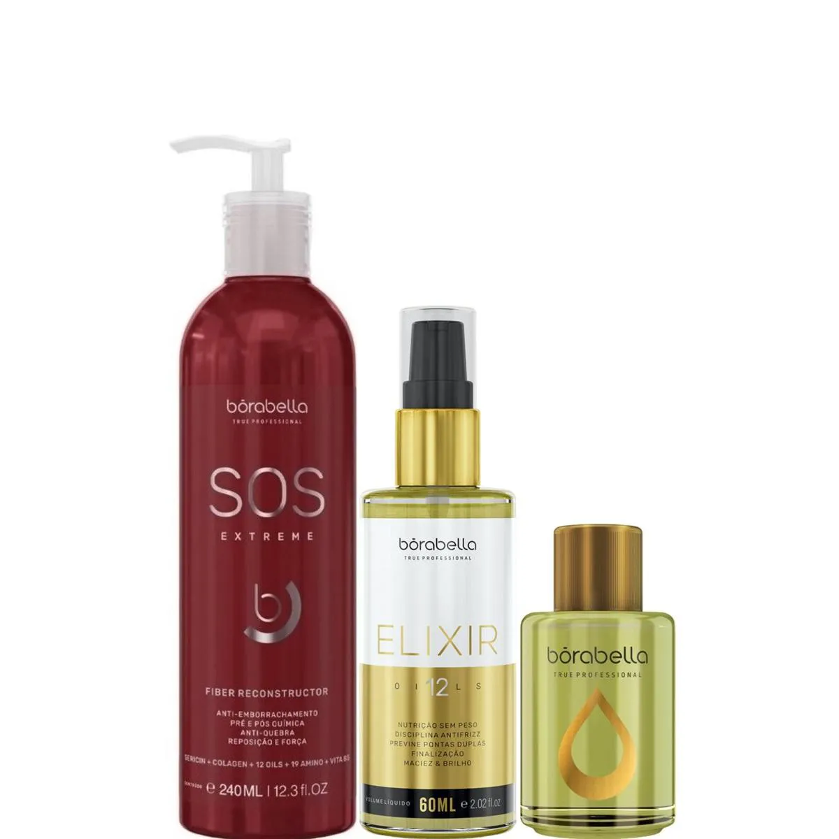 BORABELLA SOS 240ML + ÓLEO ELIXIR 60ML + ÓLEO DE ARGAN 7ML