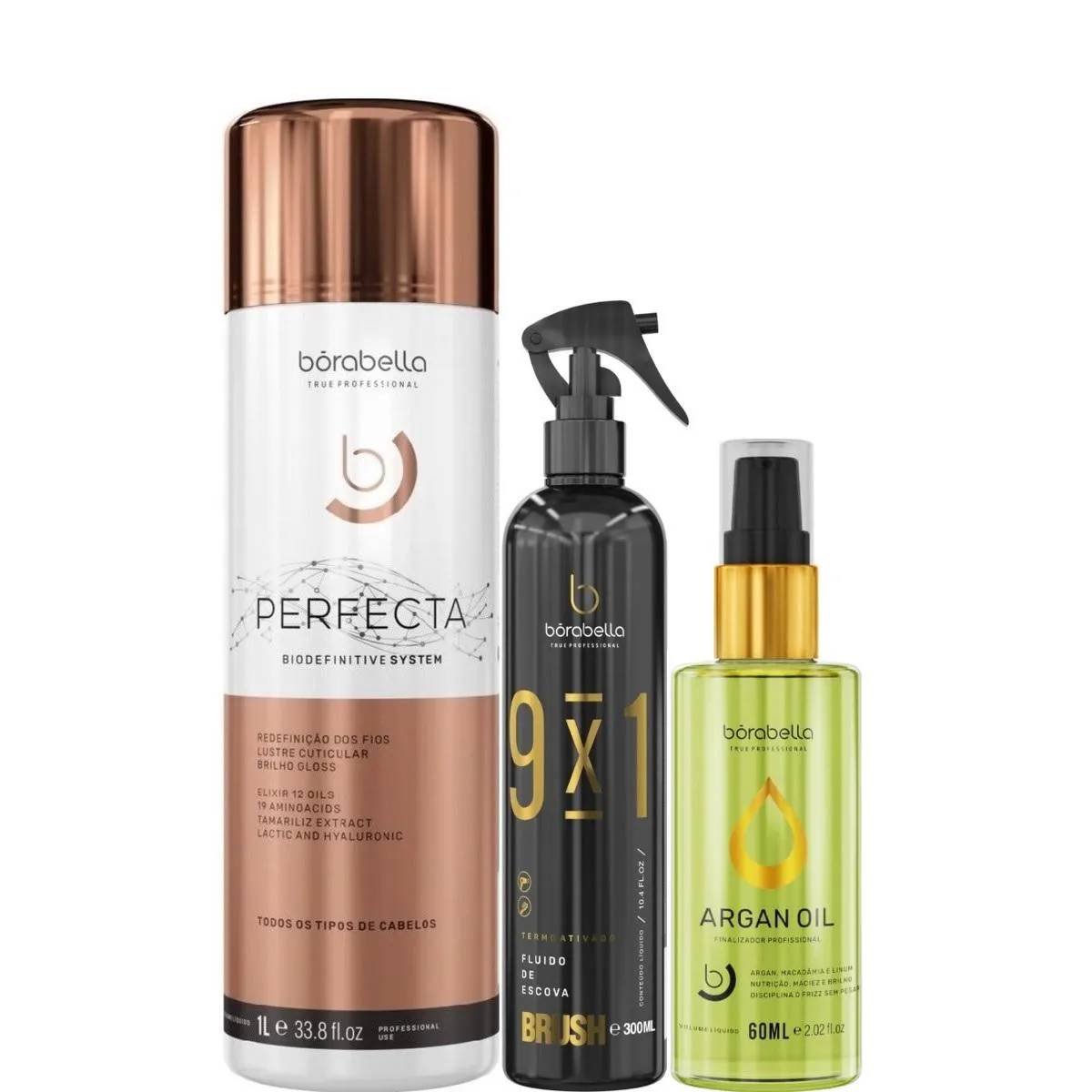 BORABELLA PERFECTA 1 LITRO + FLUIDO 300ML + ÓLEO ARGAN 60ML