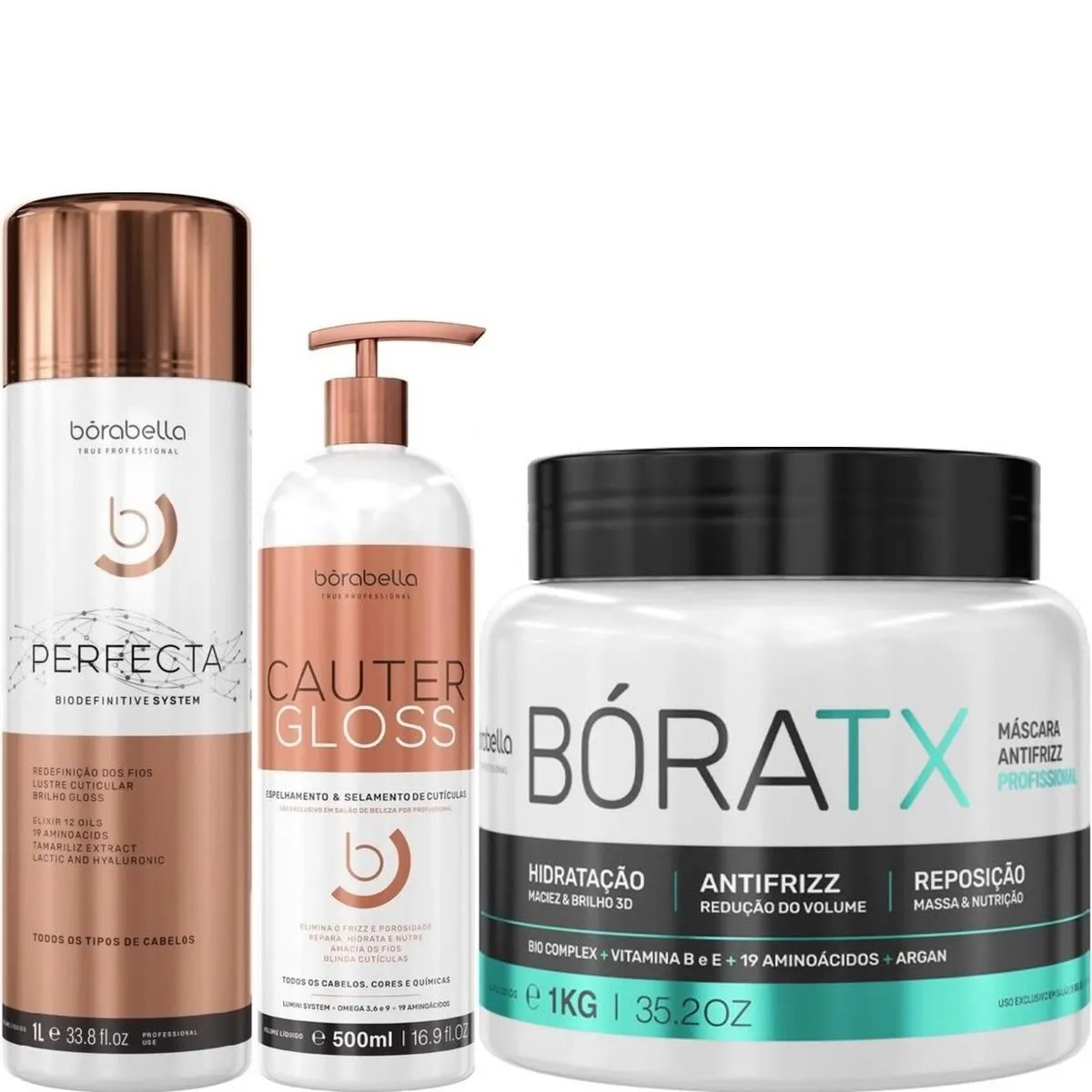 BORABELLA PERFECTA 1 LITRO + CAUTER GLOSS 500ML + BóRATX 1KG