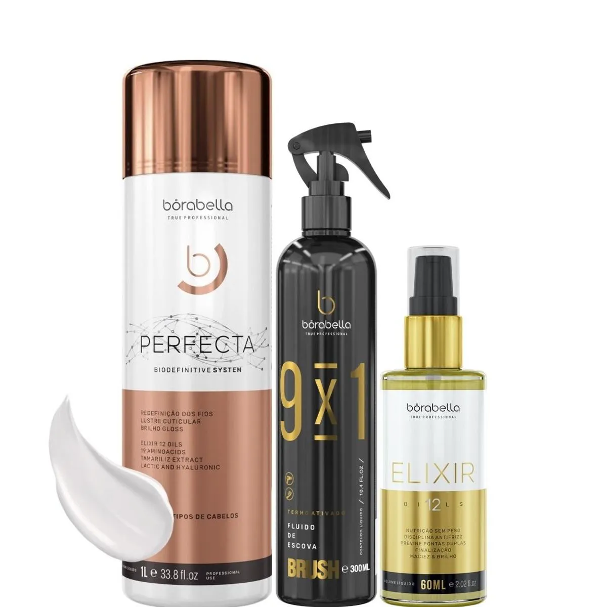 BORABELLA PERFECTA 1L + FLUIDO DE ESCOVA 300ML + ELIXIR 60ML