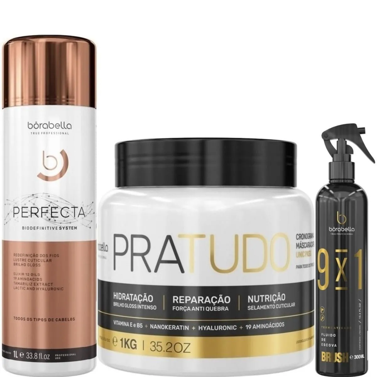 BORABELLA PERFECTA 1L + PRATUDO 1KG + FLUIDO BRUSH 300ML