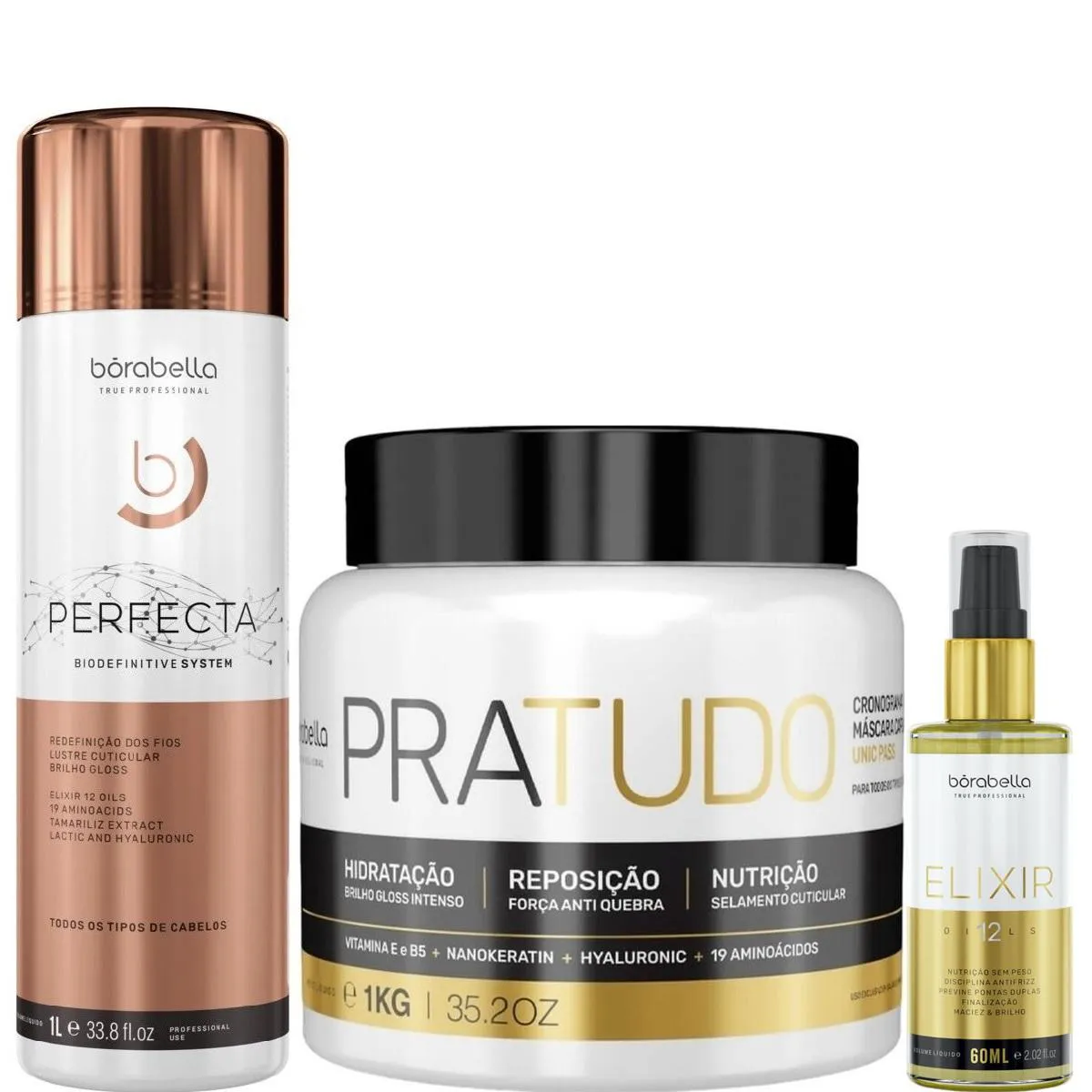 BORABELLA PERFECTA 1 LITRO + MáSCARA PRATUDO 1KG + ELIXIR 60ML