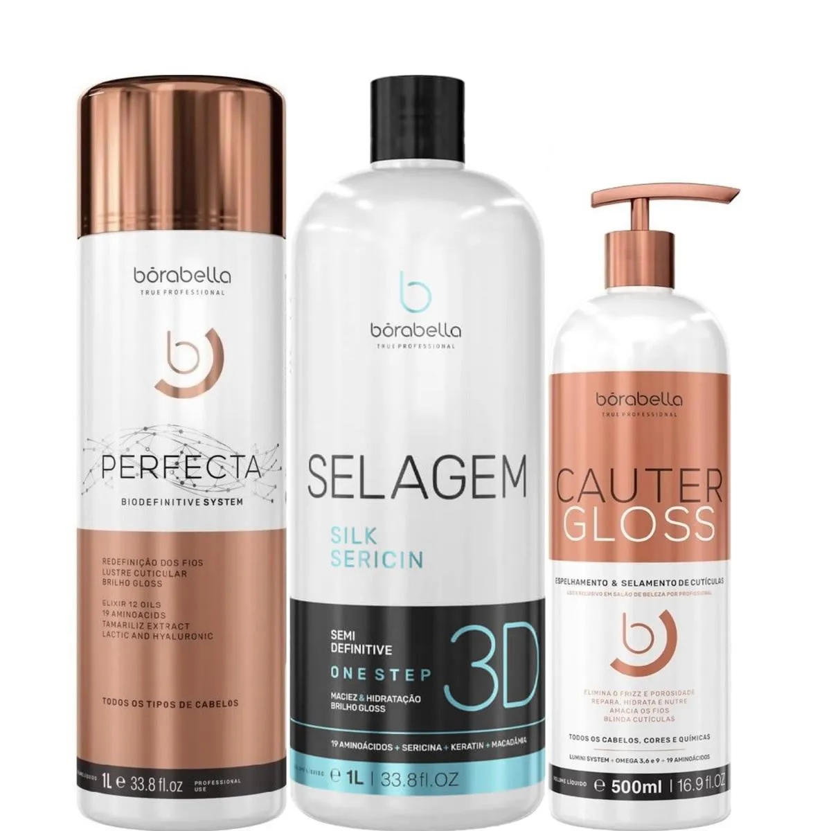 BORABELLA PERFECTA + SELAGEM 3D 2X1L + CAUTER GLOSS 500ML