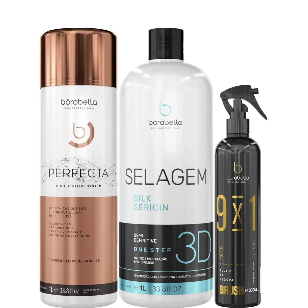 BORABELLA PERFECTA + SELAGEM 3D 2X1L + FLUIDO BRUSH 300ML