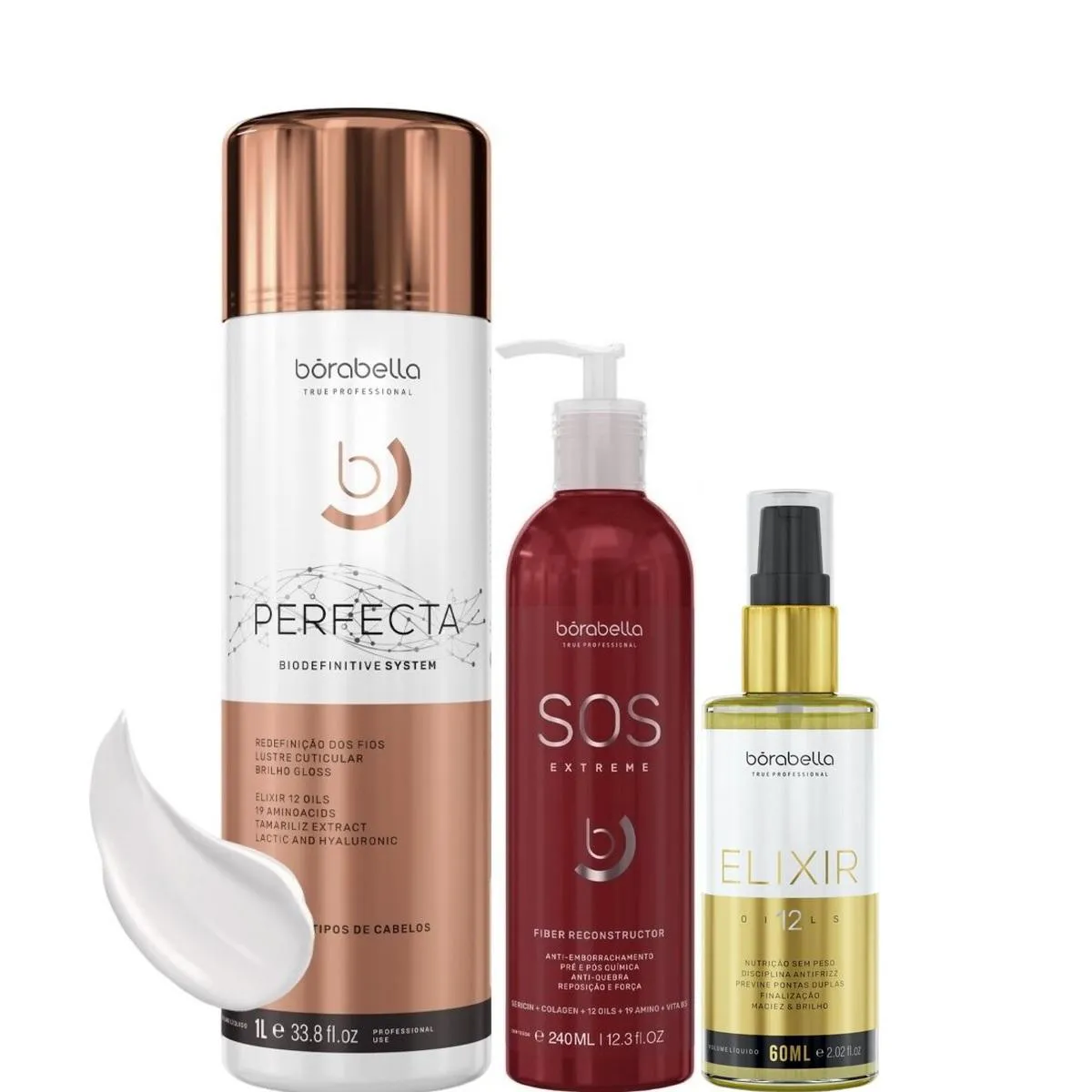 BORABELLA PERFECTA 1L + SOS RECONSTRUTOR 240ML + ELIXIR 60ML