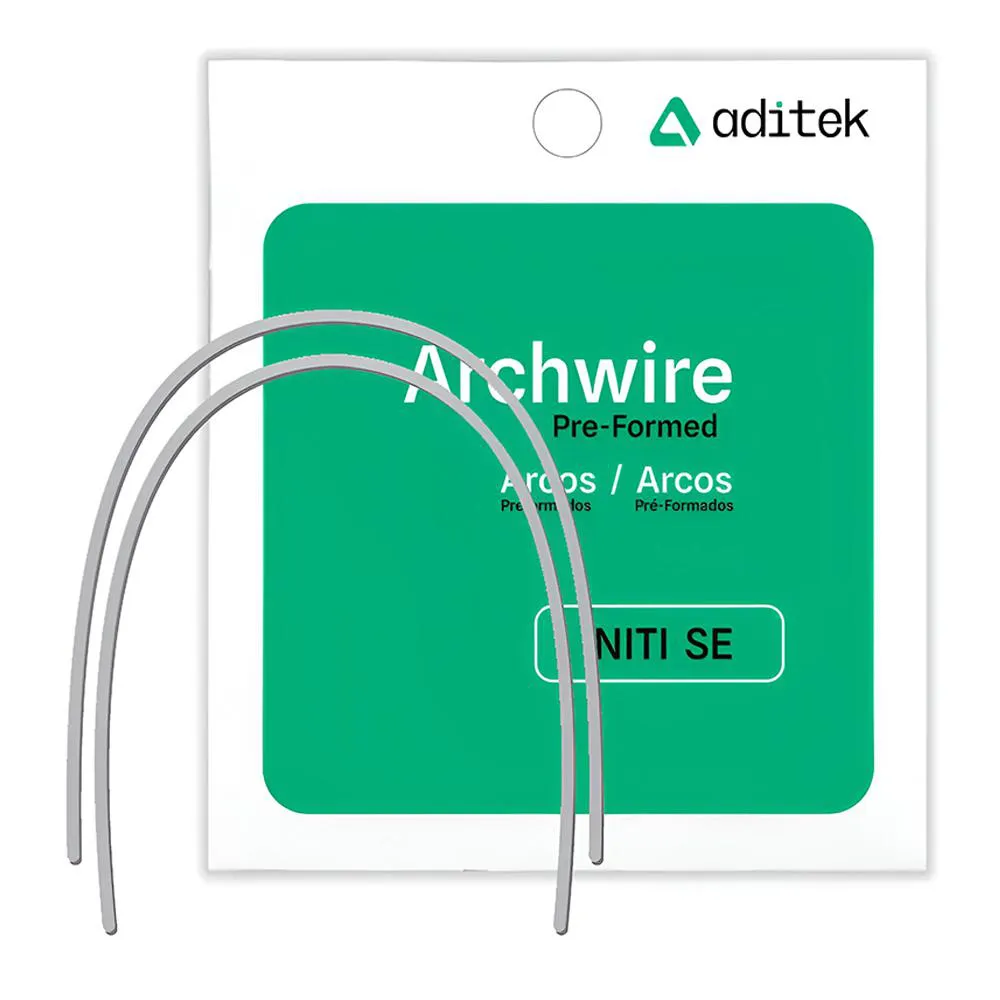 ARCO DE NITI SUPERELáSTICO SUPERIOR RETANGULAR ADITEK 018 X 025 Polegadas